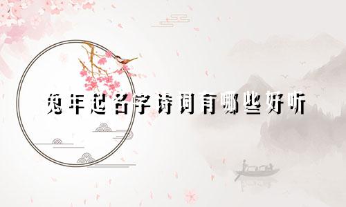 兔年起名字诗词有哪些好听
