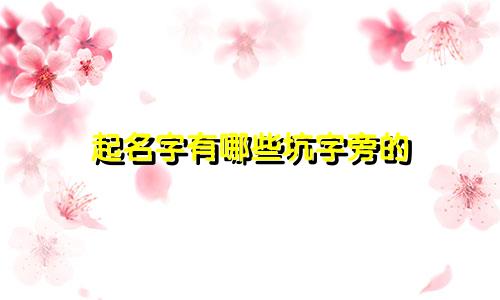 起名字有哪些坑字旁的