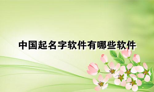 中国起名字软件有哪些软件