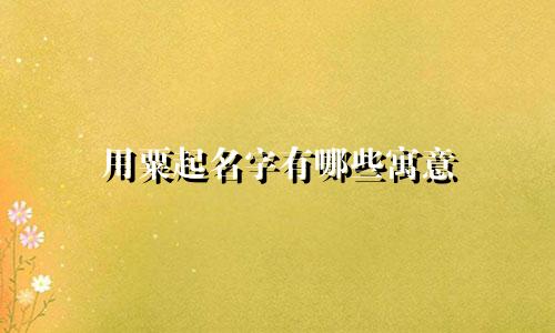 用粟起名字有哪些寓意