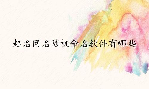 起名网名随机命名软件有哪些