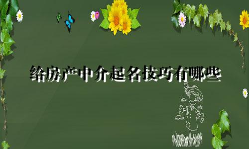 给房产中介起名技巧有哪些