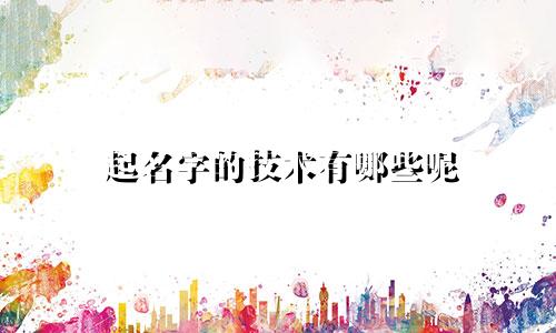 起名字的技术有哪些呢