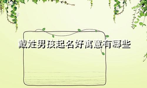 戴姓男孩起名好寓意有哪些