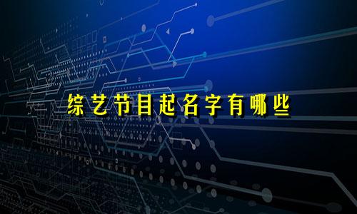 综艺节目起名字有哪些