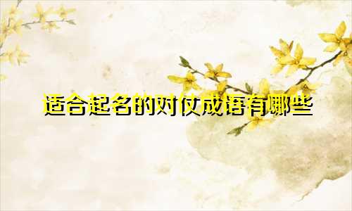 适合起名的对仗成语有哪些