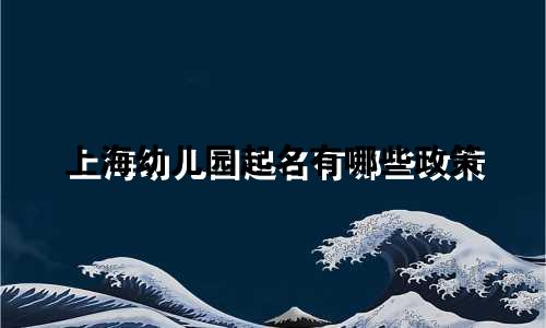 上海幼儿园起名有哪些政策