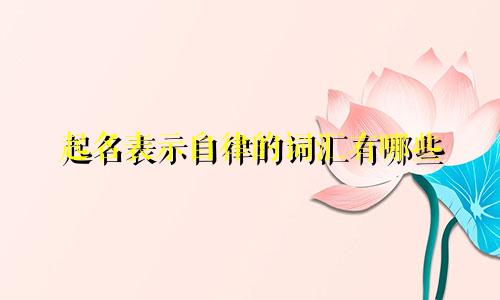 起名表示自律的词汇有哪些
