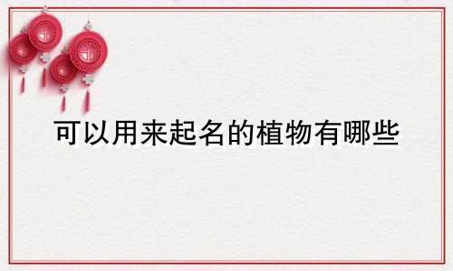可以用来起名的植物有哪些