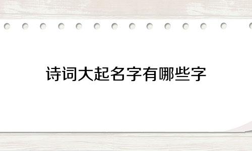 诗词大起名字有哪些字