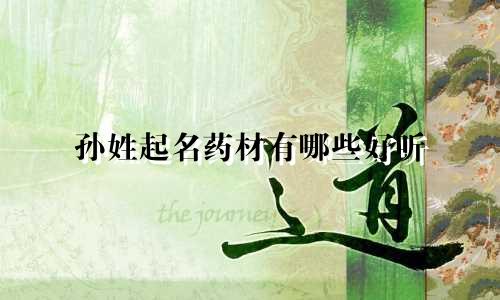 孙姓起名药材有哪些好听