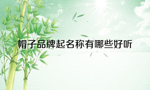 帽子品牌起名称有哪些好听