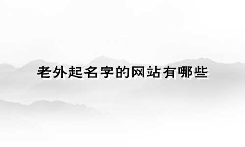 老外起名字的网站有哪些