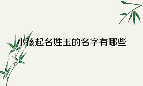 小孩起名姓玉的名字有哪些