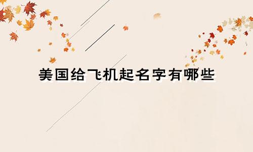 美国给飞机起名字有哪些
