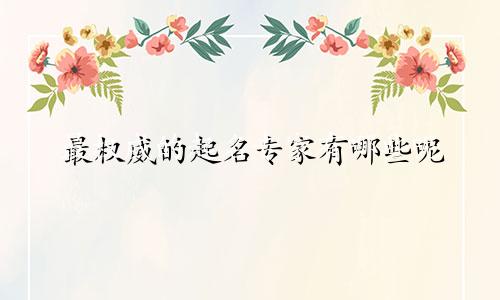 最权威的起名专家有哪些呢