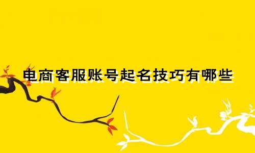 电商客服账号起名技巧有哪些
