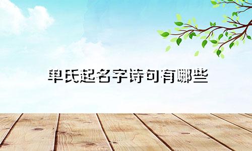 单氏起名字诗句有哪些