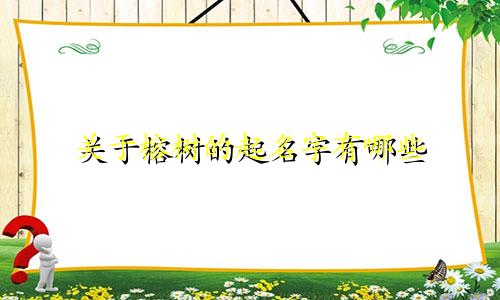 关于榕树的起名字有哪些