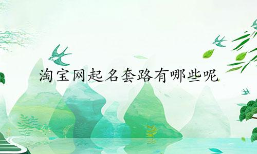 淘宝网起名套路有哪些呢
