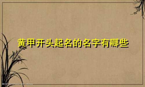 黄甲开头起名的名字有哪些