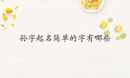 孙字起名简单的字有哪些