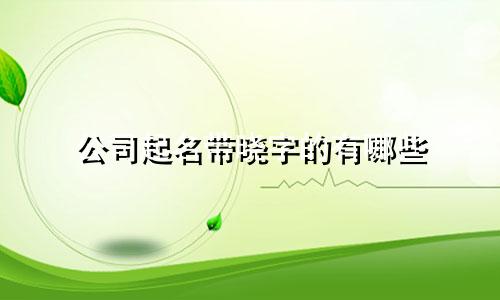 公司起名带晓字的有哪些