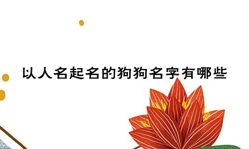 以人名起名的狗狗名字有哪些
