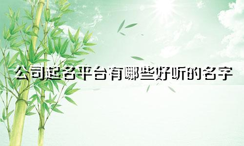 公司起名平台有哪些好听的名字