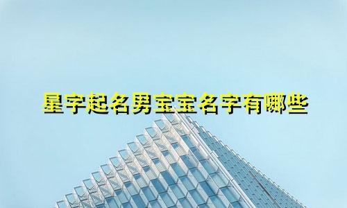 星字起名男宝宝名字有哪些