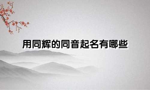用同辉的同音起名有哪些