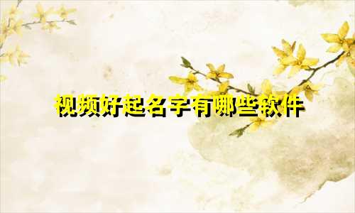 视频好起名字有哪些软件