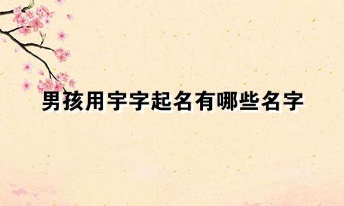 男孩用宇字起名有哪些名字