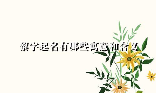 黎字起名有哪些寓意和含义
