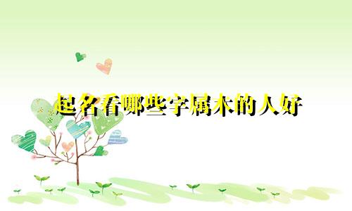 起名看哪些字属木的人好