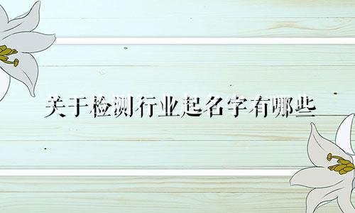 关于检测行业起名字有哪些
