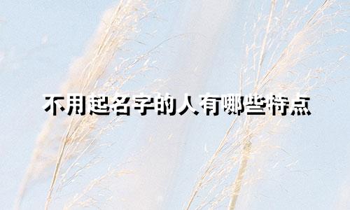 不用起名字的人有哪些特点