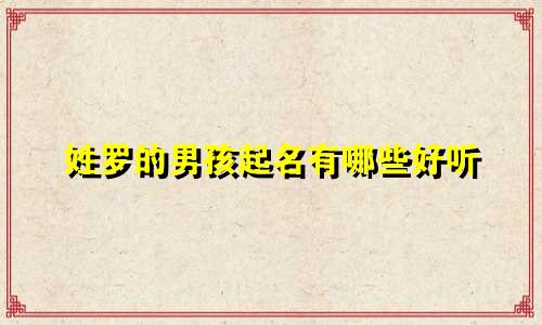 姓罗的男孩起名有哪些好听
