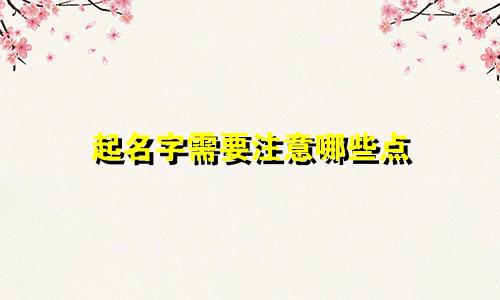 起名字需要注意哪些点