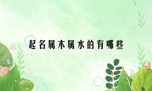 起名属木属水的有哪些