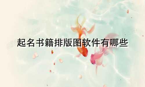 起名书籍排版图软件有哪些