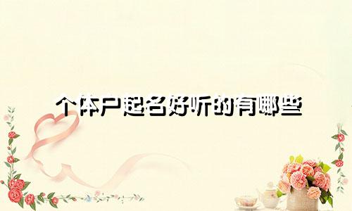 个体户起名好听的有哪些