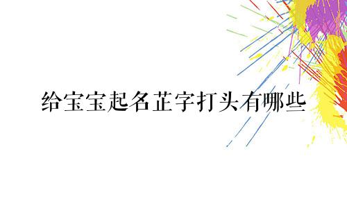 给宝宝起名芷字打头有哪些