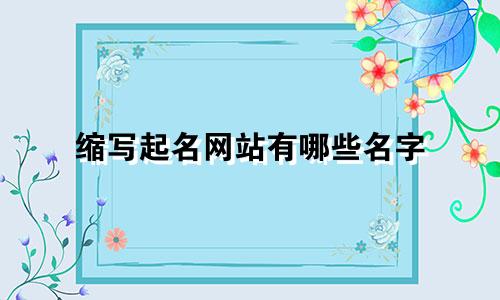 缩写起名网站有哪些名字