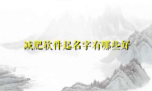 减肥软件起名字有哪些好
