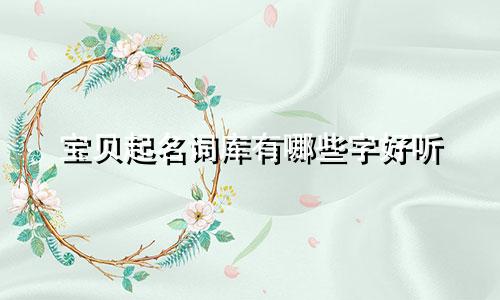 宝贝起名词库有哪些字好听