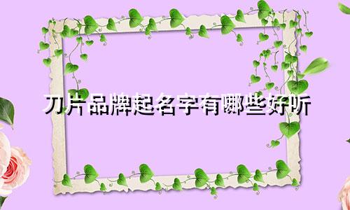 刀片品牌起名字有哪些好听