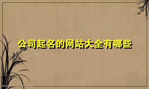 公司起名的网站大全有哪些