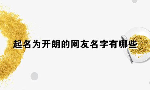 起名为开朗的网友名字有哪些