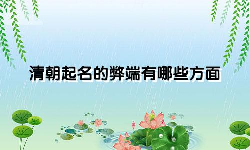 清朝起名的弊端有哪些方面